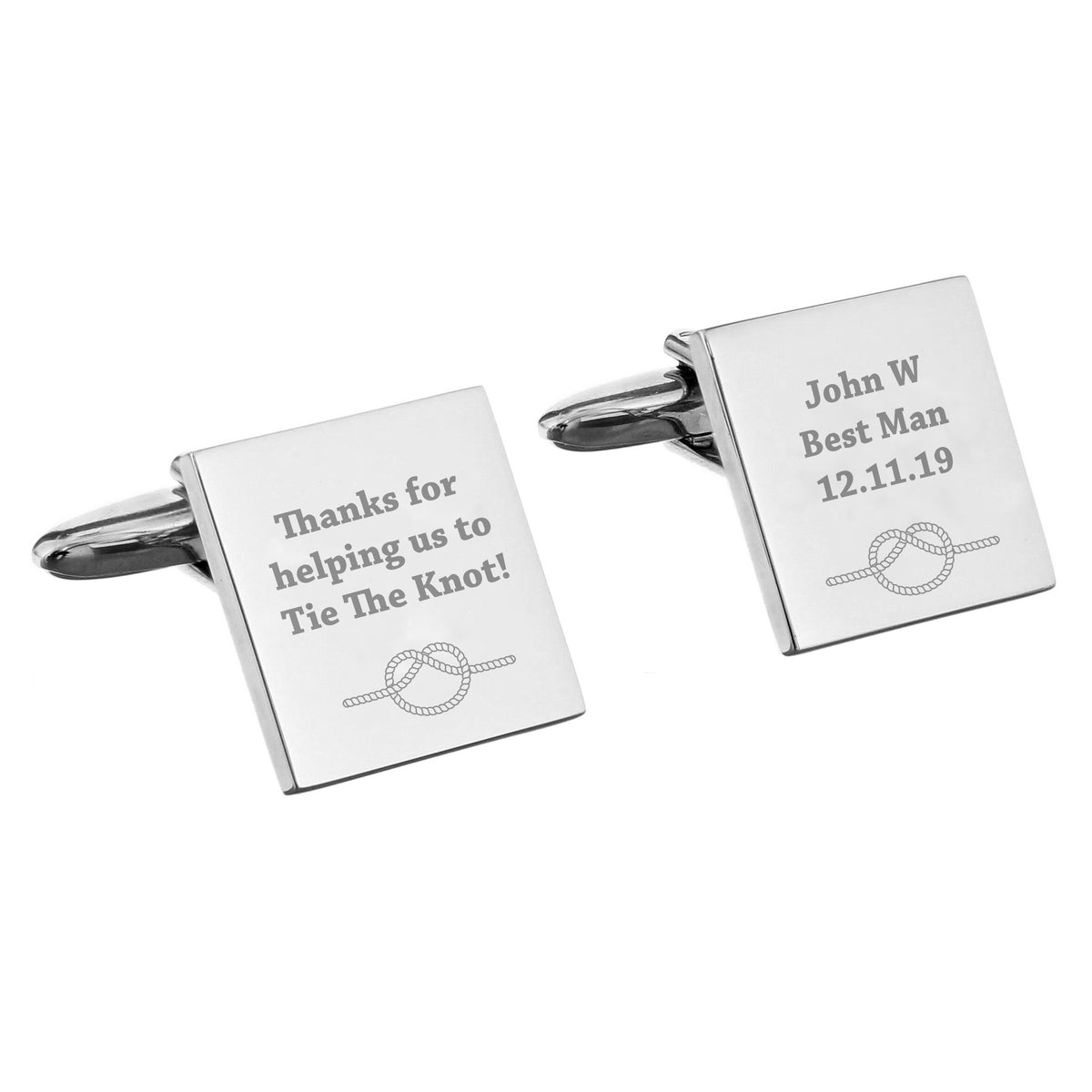 Personalised ‘Tie the Knot’ Cufflinks | Engraved Wedding Gift Box - Artfully Curated Creations and identify whats in the image