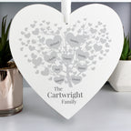 Personalised Family Tree Large Wooden Heart | A Beautiful Keepsake Gift for the Home
