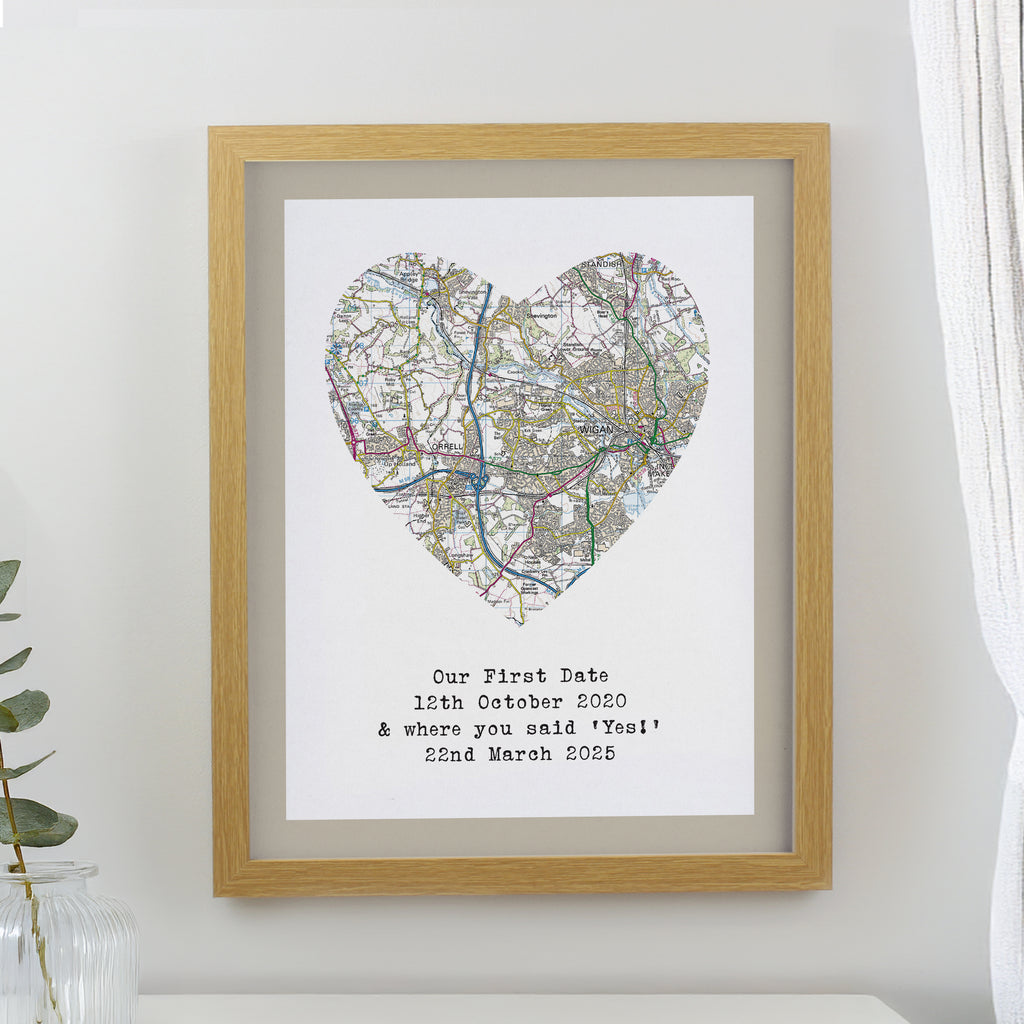 Personalised Present Day Map Framed Print | A Meaningful Gift for Any Occasion