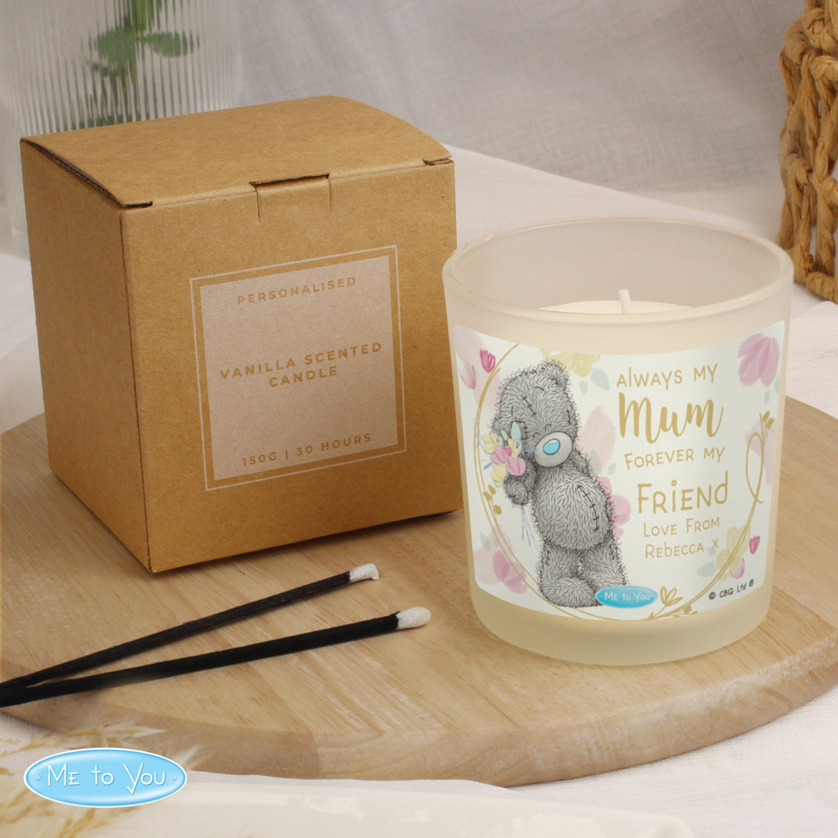 Me to You ‘Forever My Friend’ Personalised Vanilla Candle | A Heartfelt Gift for Mum - Artfully Curated Creations and identify whats in the image