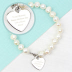 Personalised White Freshwater Pearl Bracelet | Engraved Message Gift Box