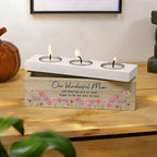 Personalised Shabby Chic Floral Tea Light Box | Custom Message Wooden Gift