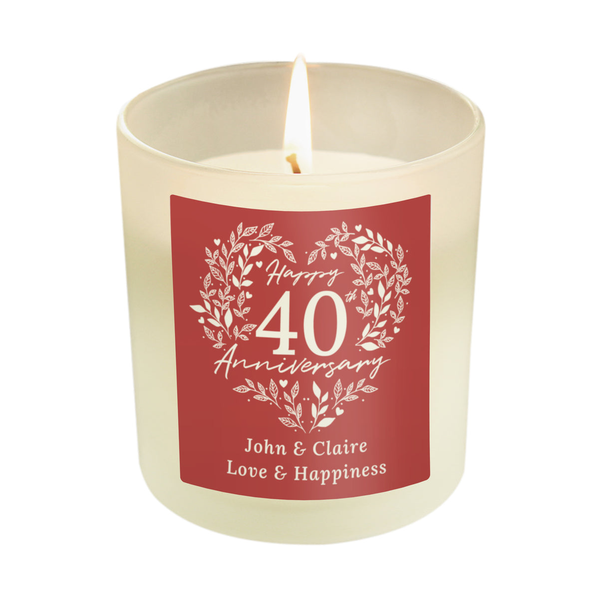Personalised 40th Anniversary Vanilla Candle Jar | Ruby Anniversary Keepsake - Artfully Curated Creations and identify whats in the image