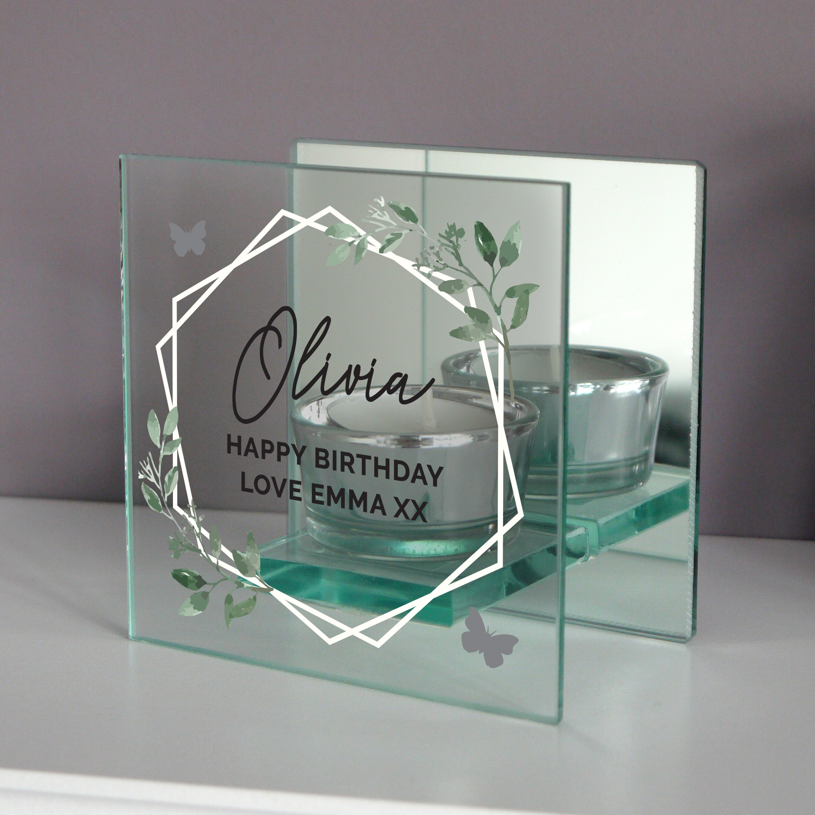 Personalised Mirrored Glass Tea Light Holder | A Modern & Thoughtful Gift