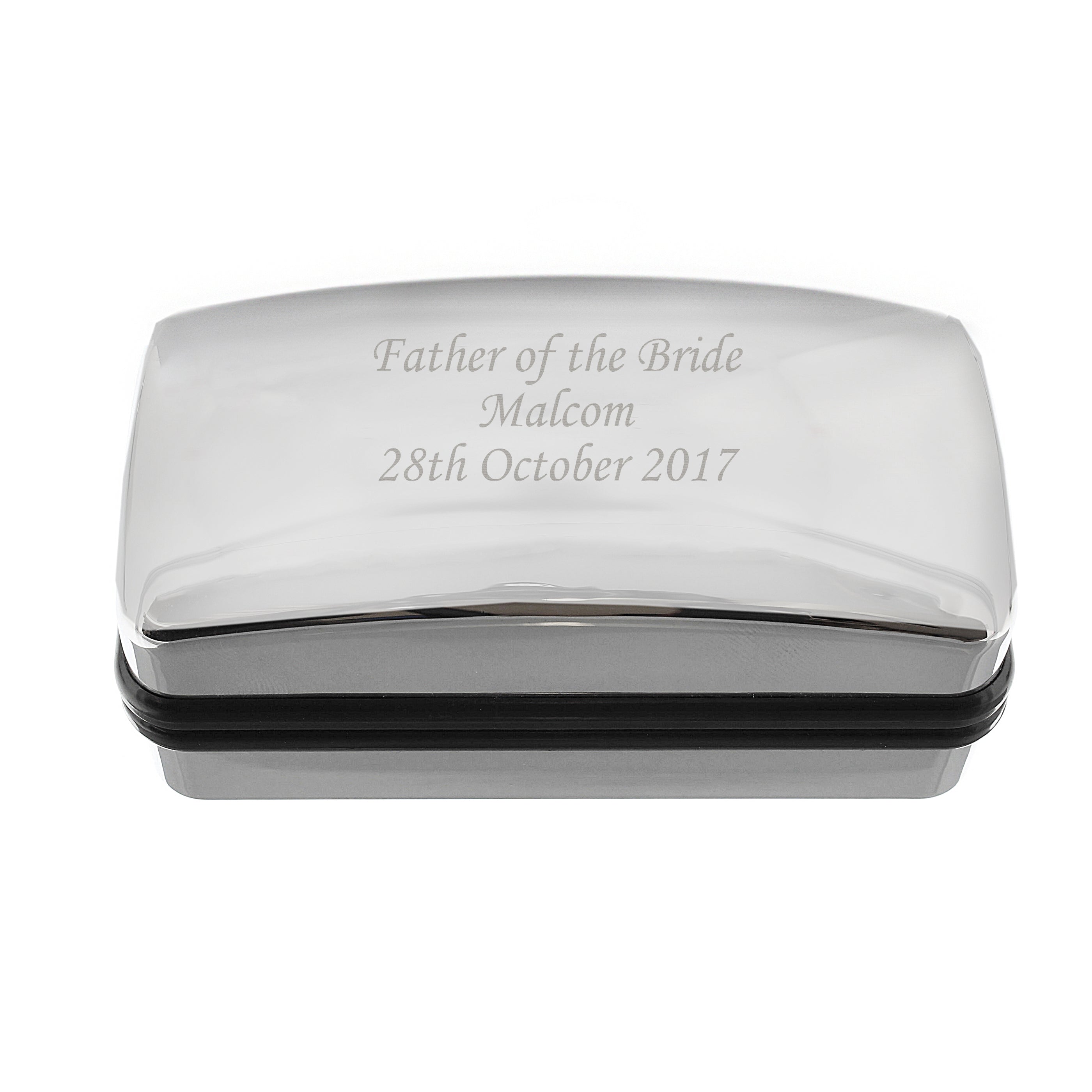 Personalised Silver Cufflink Box | Engraved Keepsake Gift for Weddings, Birthdays & Father’s Day
