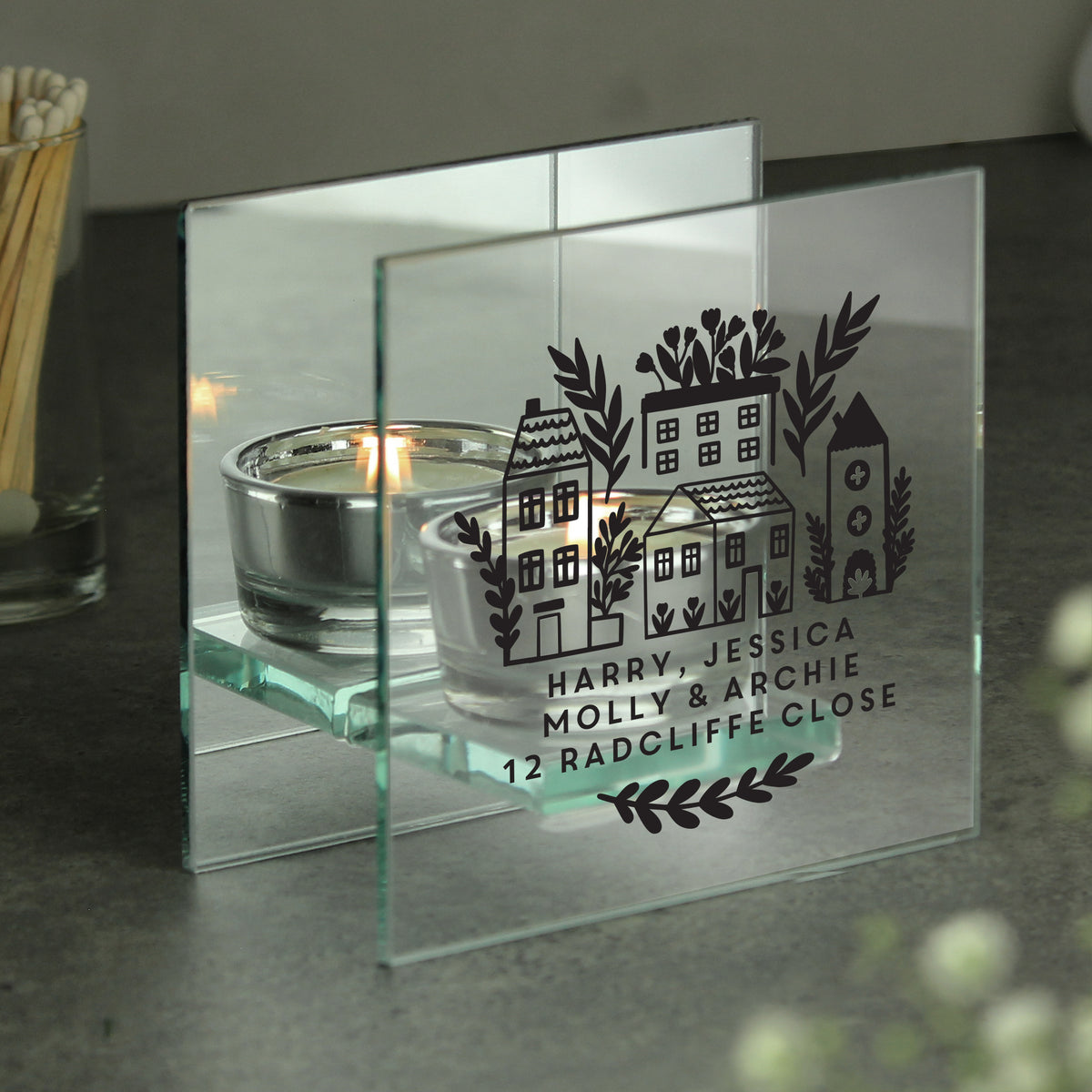 Personalised Mirrored Glass Tealight Holder | Custom Home Décor Gift - Artfully Curated Creations and identify whats in the image