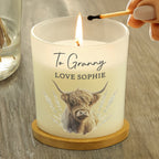 Personalised Highland Cow Vanilla Frosted Candle Jar | Custom Message Gift