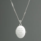 Personalised Sterling Silver Oval Locket | Engraved 5‑Line Message & Photo Keepsake Gift Box
