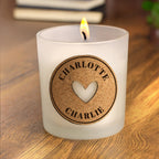 Personalised Heart Vanilla Scented Jar Candle | Custom Cork Label Gift