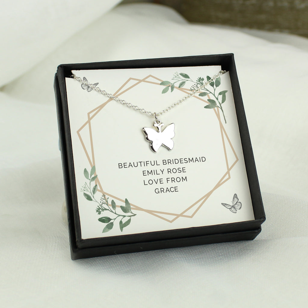 Personalised Butterfly Necklace | Engraved Sentiment Card & Gift Box for Any Occasion