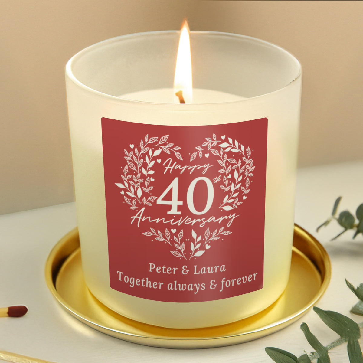 Personalised 40th Anniversary Vanilla Candle Jar | Ruby Anniversary Keepsake - Artfully Curated Creations and identify whats in the image