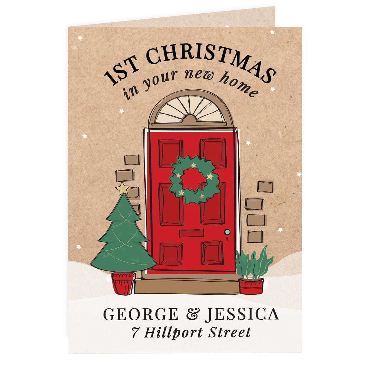 Personalised 1st Christmas in Your New Home Card | A Beautiful Way to Celebrate a Special Milestone - Artfully Curated Creations and identify whats in the image