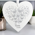 Personalised Family Tree Large Wooden Heart | A Beautiful Keepsake Gift for the Home