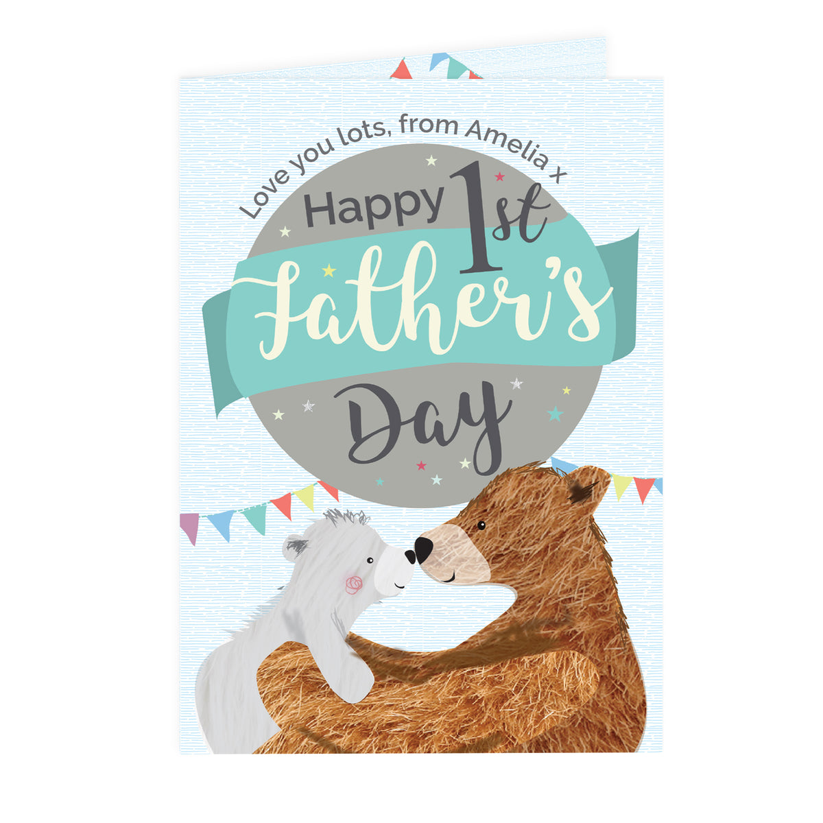 Personalised Daddy Bear 1st Father’s Day Card | A Sweet Keepsake for His First Big Day - Artfully Curated Creations and identify whats in the image