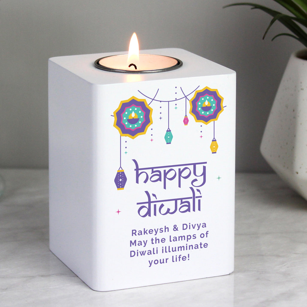 Personalised Wooden Tealight Holder | Diwali ‘Festival of Lights’ Gift
