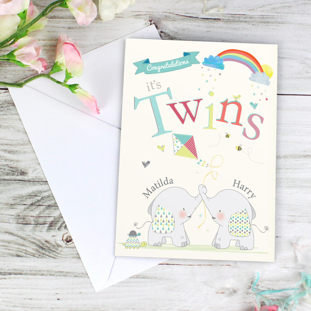 Personalised ‘Congratulations It’s Twins’ Greeting Card | A Sweet Welcome for Double the Joy