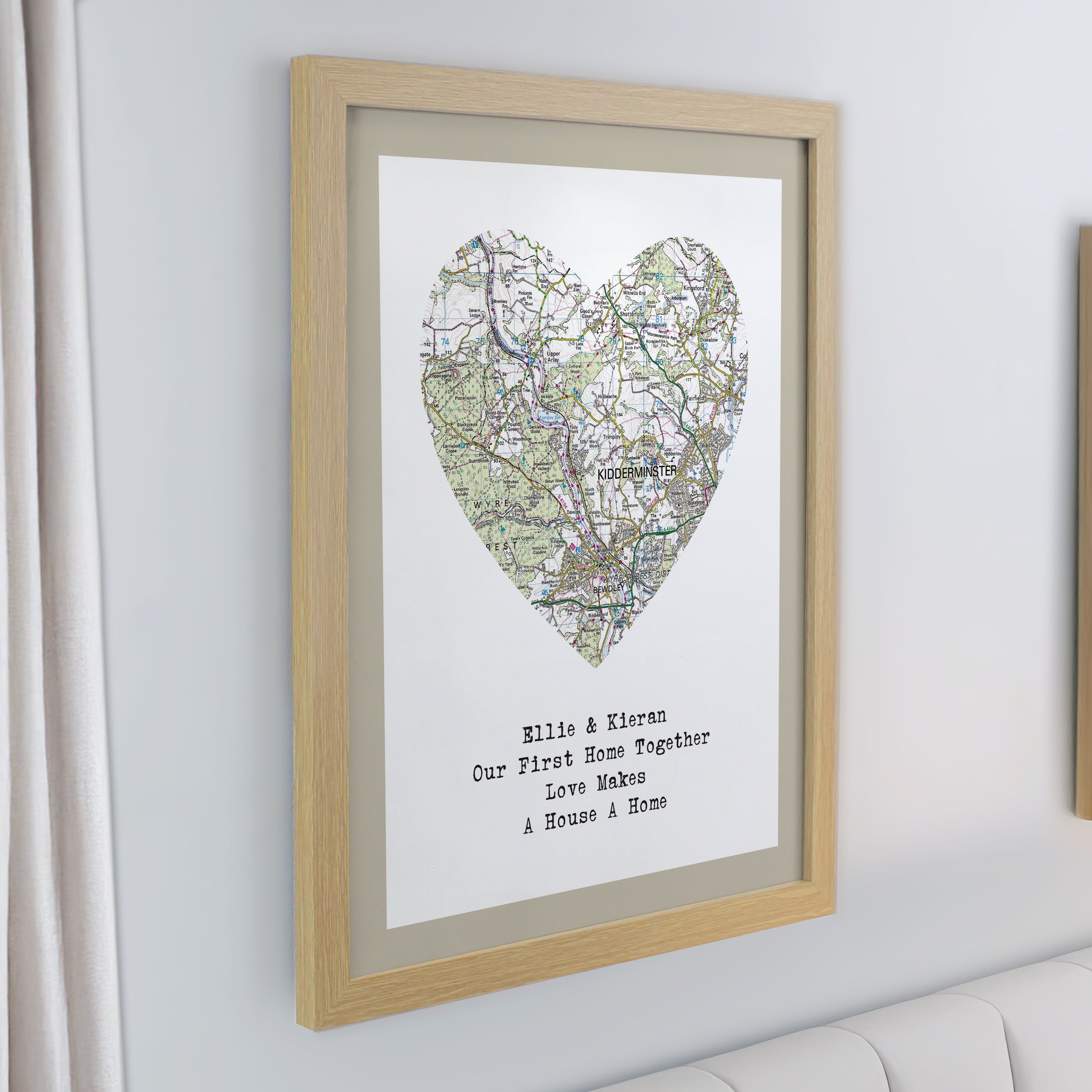 Personalised Present Day Map Framed Print | A Meaningful Gift for Any Occasion