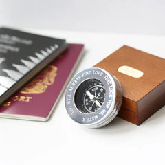 Personalised Handcrafted Compass With Timber Box | Modern Font Engraving | A Personal Gift