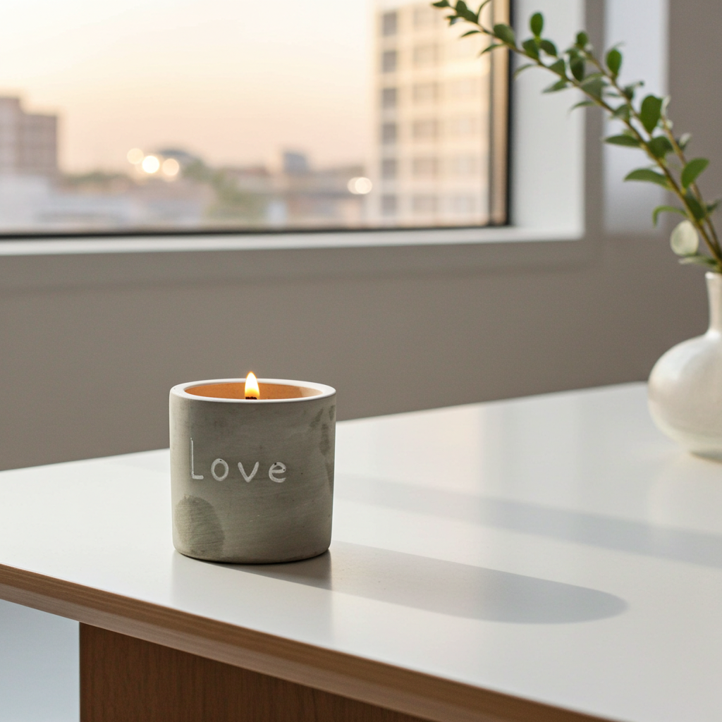 Concrete Wooden Wick Candle In Reusable Container | Multiple Styles & Scents Available