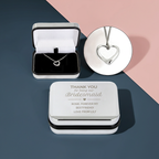 Personalised Bridesmaid Heart Necklace | Engraved Chrome Gift Box