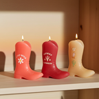 Howdy Cowboy Set of 3 Cowboy Boot Candles Pink Western Decor Unscented Paraffin Wax Novelty Candles with Fun Sayings, Drip-Style