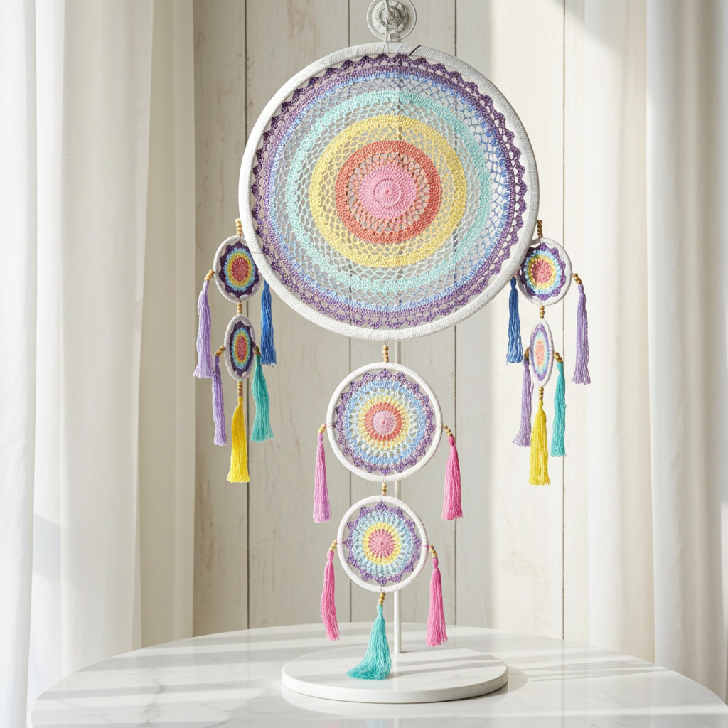 Large Pastel Rainbow Dream Catcher (55cm)