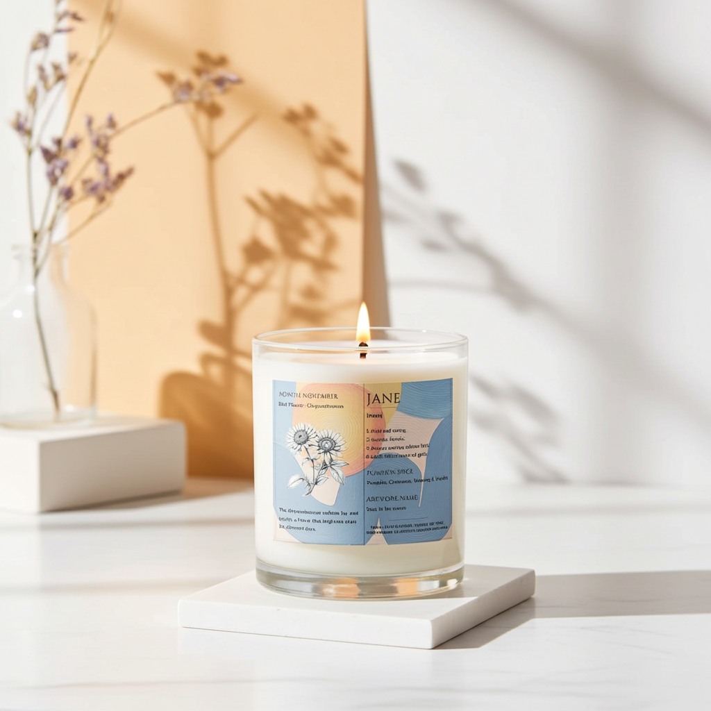 The Definition of you birth flower customisable scented artwork candle transparent Jar | Handmade | A personal gift