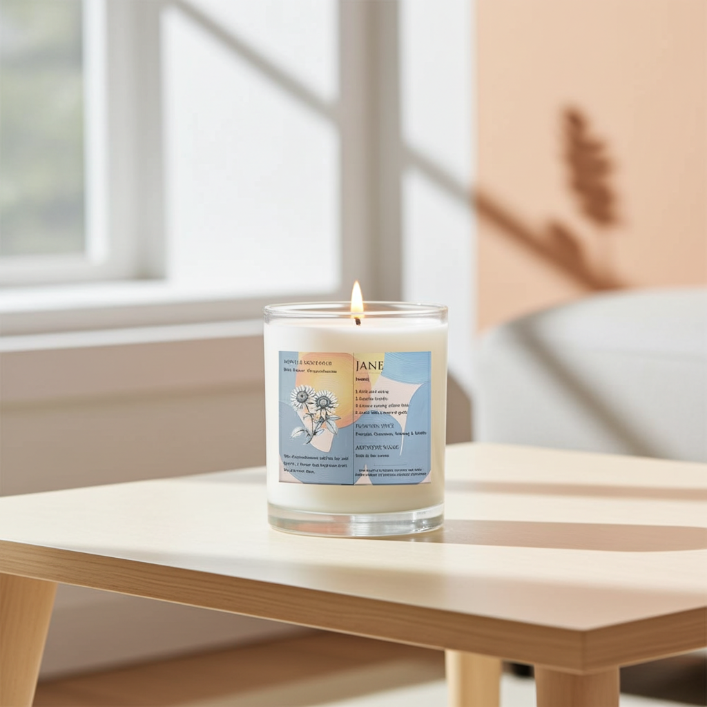 The Definition of you birth flower customisable scented artwork candle transparent Jar | Handmade | A personal gift