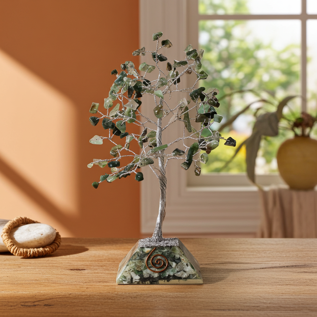 Moss Agate Gemstone Tree With Organite Base