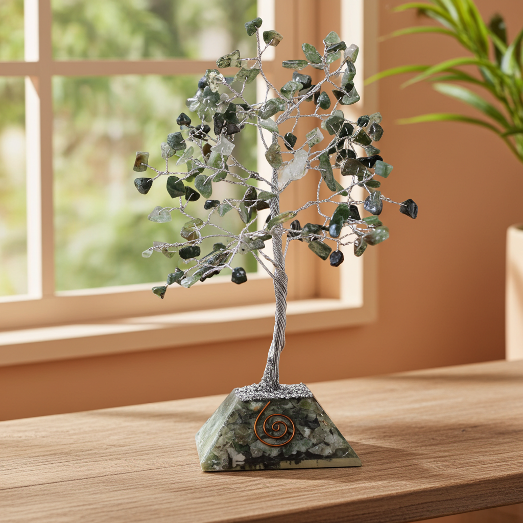 Moss Agate Gemstone Tree With Organite Base