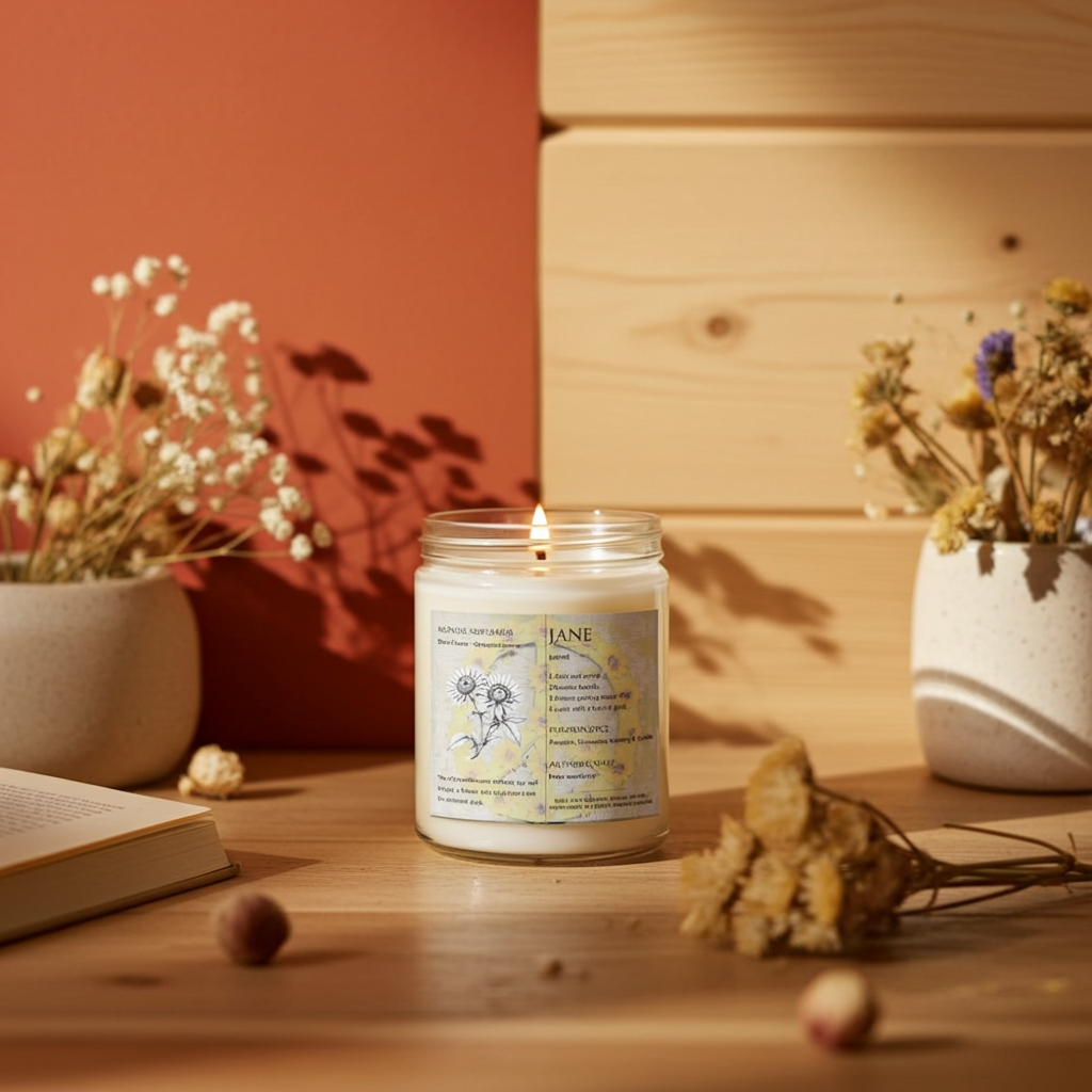 The Definition of you birth flower customisable scented artwork candle transparent jar with lid | Handmade | A personal gift - Artfully Curated Creations and identify whats in the image