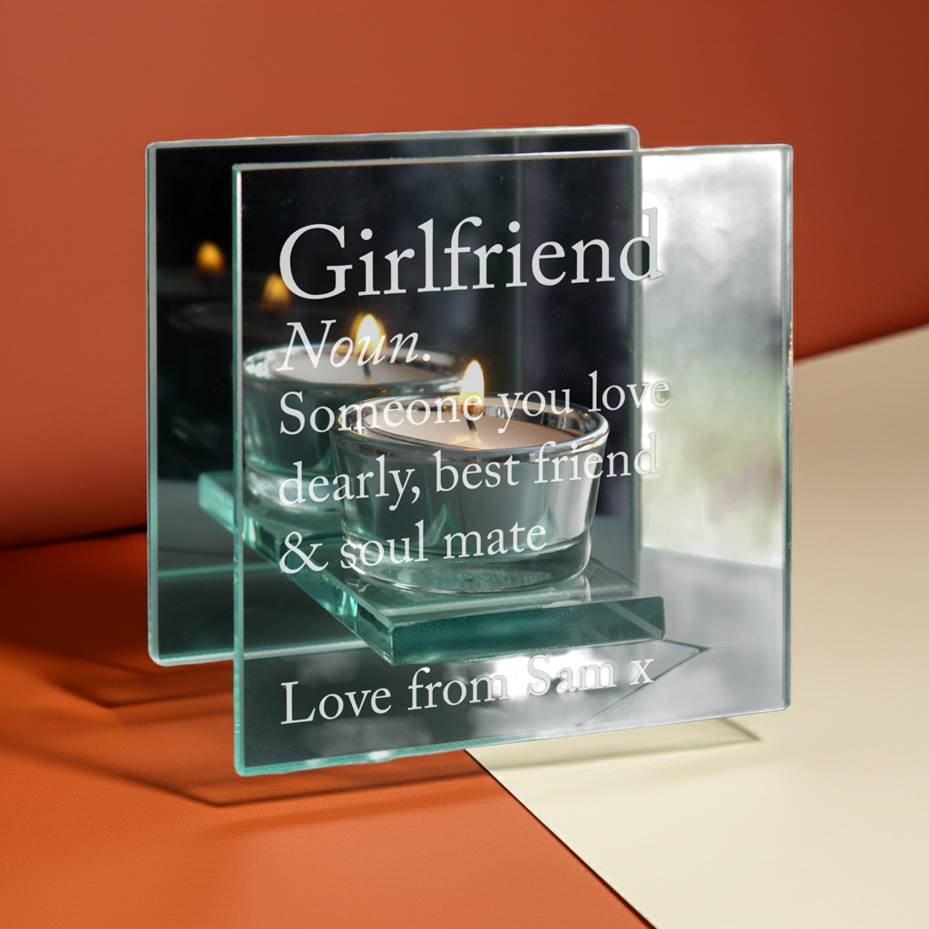 Personalised Mirrored Glass Tea Light Holder | A Stylish Gift for Any Occasion