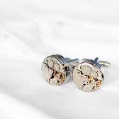 Personalised Engraved Gear Movement Cufflinks | Modern Font Engraved | A Personal Gift