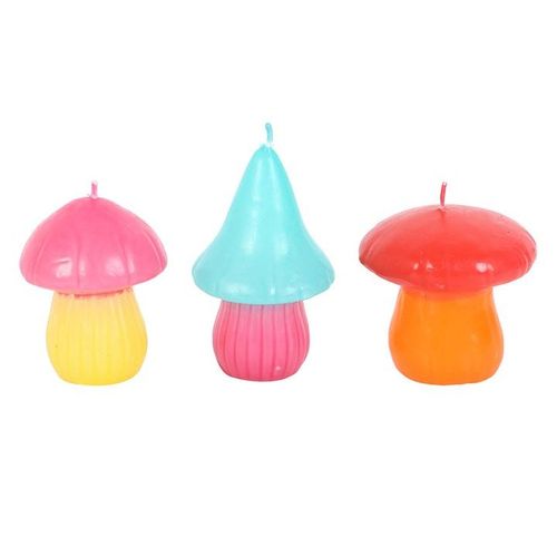 Set of 3 Mushroom Shaped Candles Colourful Unscented Decor Candles Cottagecore, Fairycore, Whimsical Home Styling