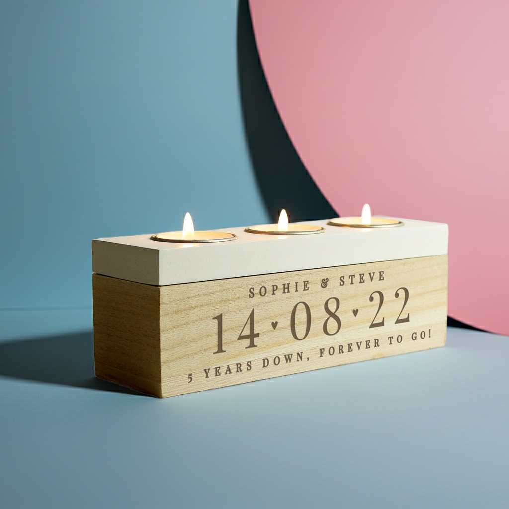 Personalised Triple Tealight Holder | A Beautiful Way to Commemorate a Special Date - Artfully Curated Creations and identify whats in the image