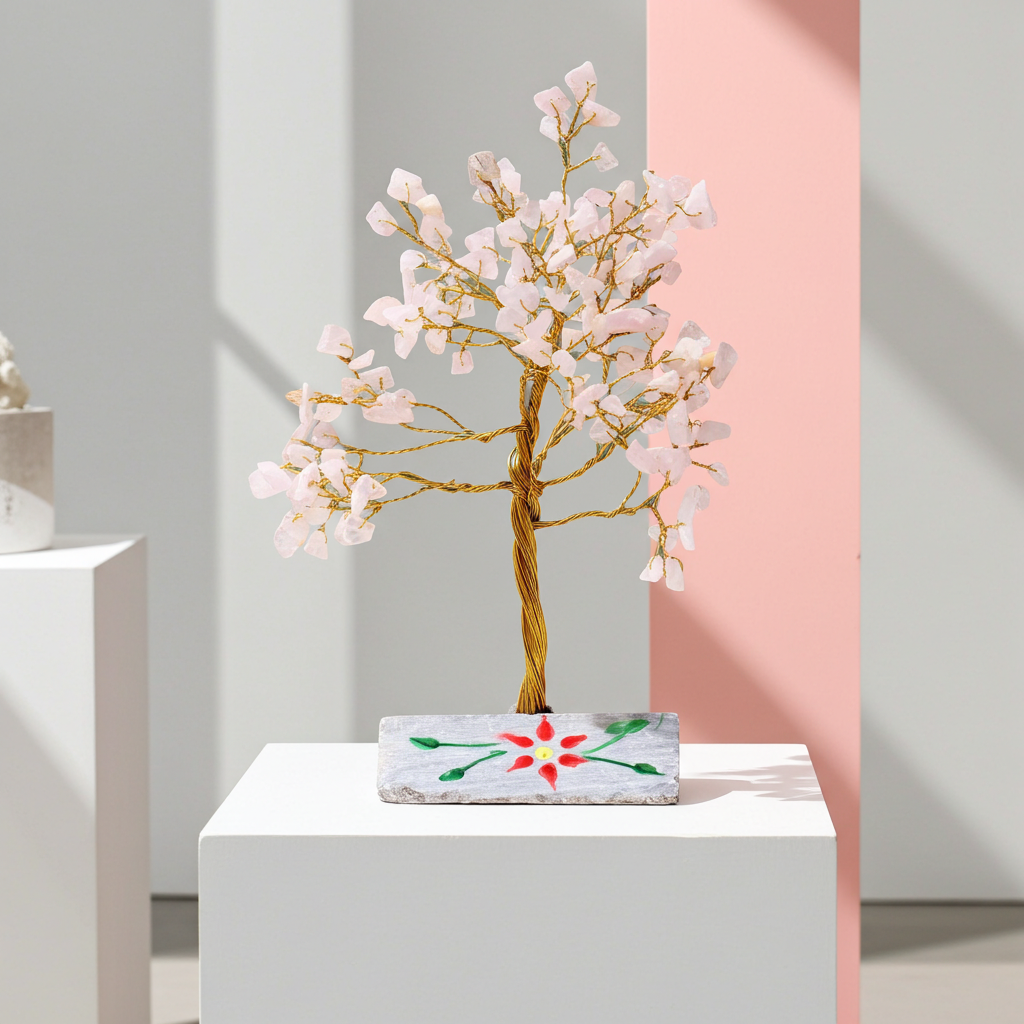 Rose Quartz Indian Gemstone Tree