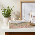 Personalised Shabby Chic Floral Tea Light Box | Custom Message Wooden Gift