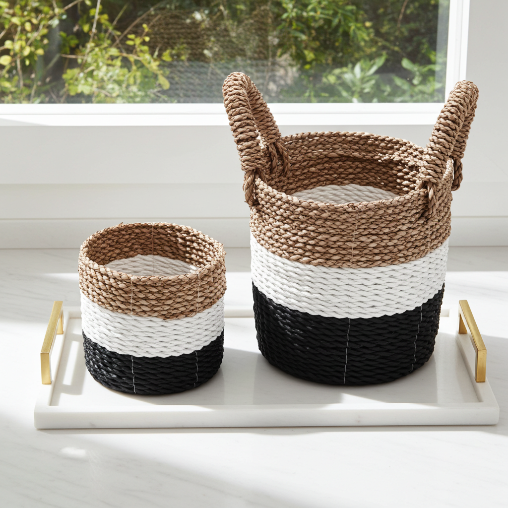 Seagrass Set Of 3 Baskets - Artfully Curated Creations and identify whats in the image