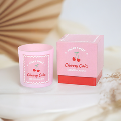 Sugar Sweet Cherry Cola Scented Candle Pink Jar with Gift Box Sweet Romantic Gift, Nostalgic Fragrance, 30-Hour Burn Time