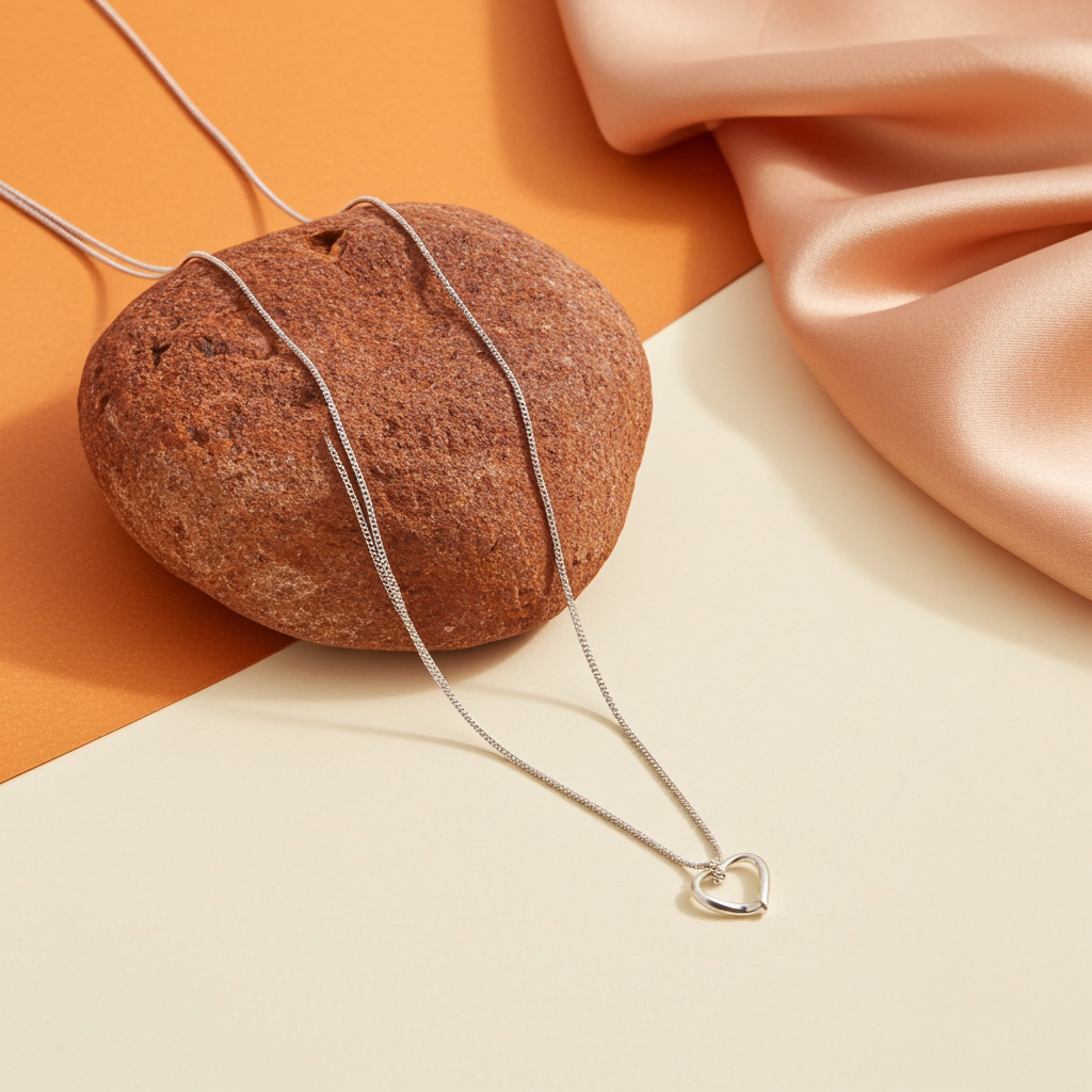 Personalised Sterling Silver Heart Necklace | Engraved Chrome Gift Box