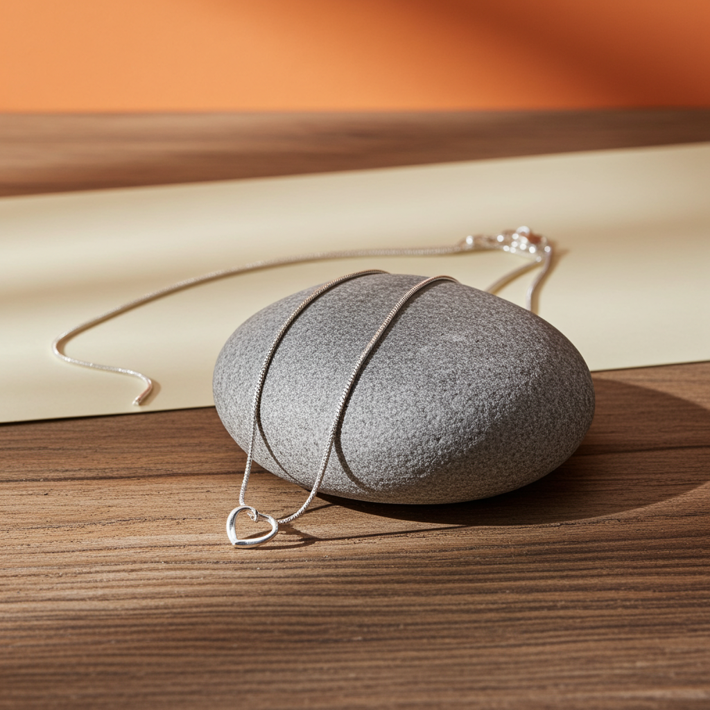 Personalised Sterling Silver Heart Necklace | Engraved Chrome Gift Box