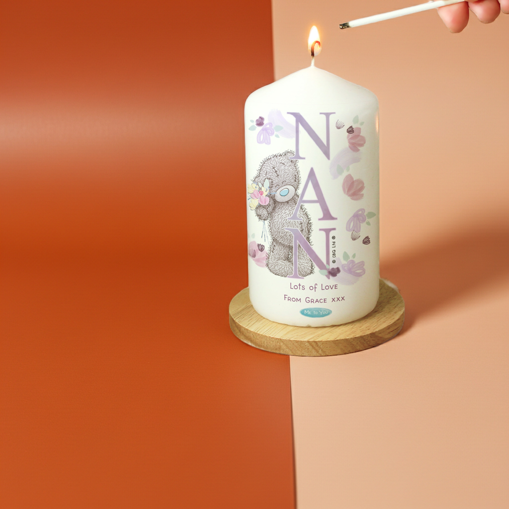 Me to You ‘NAN’ Personalised Pillar Candle |  A Heartfelt Gift For Nan - Artfully Curated Creations and identify whats in the image