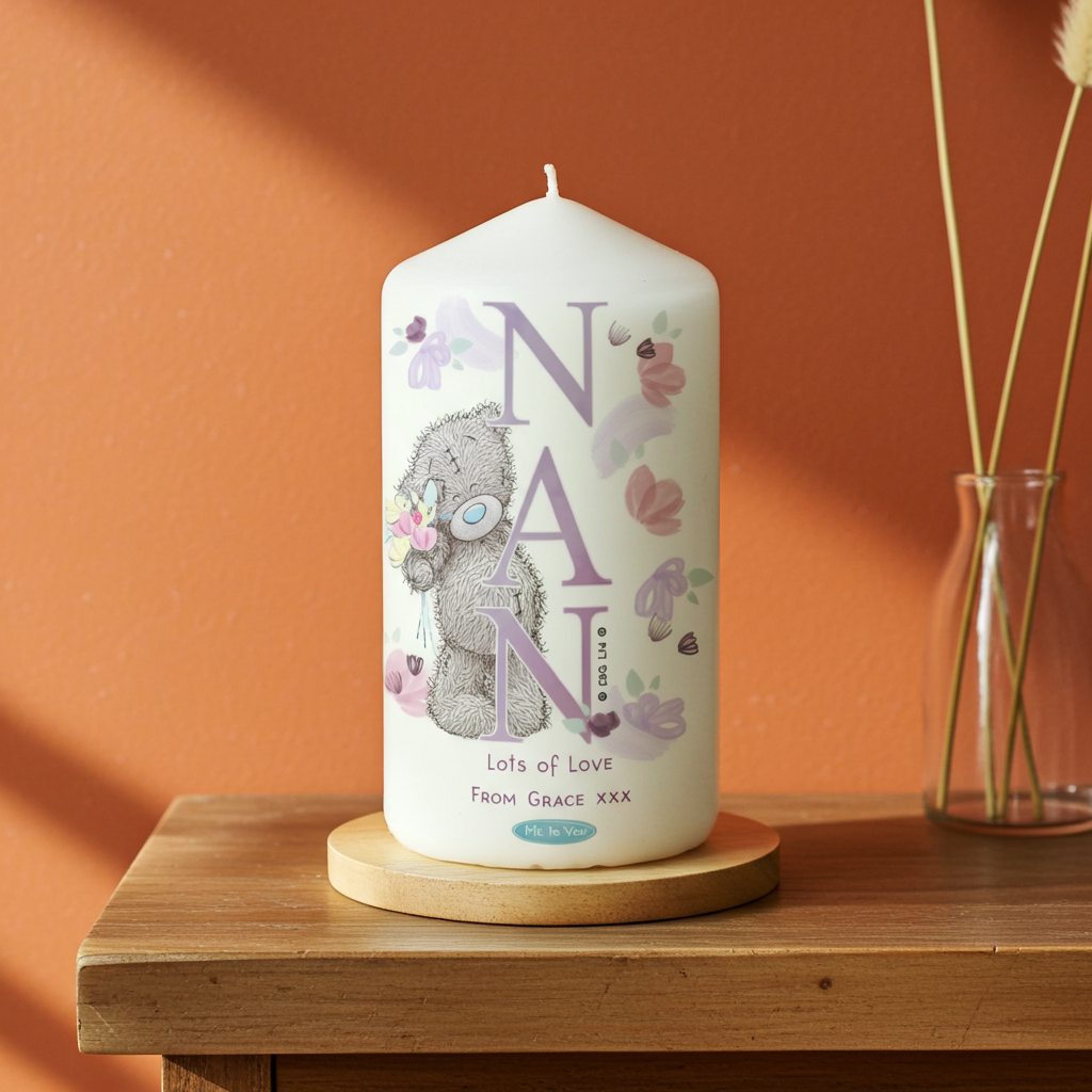 Me to You ‘NAN’ Personalised Pillar Candle |  A Heartfelt Gift For Nan - Artfully Curated Creations and identify whats in the image