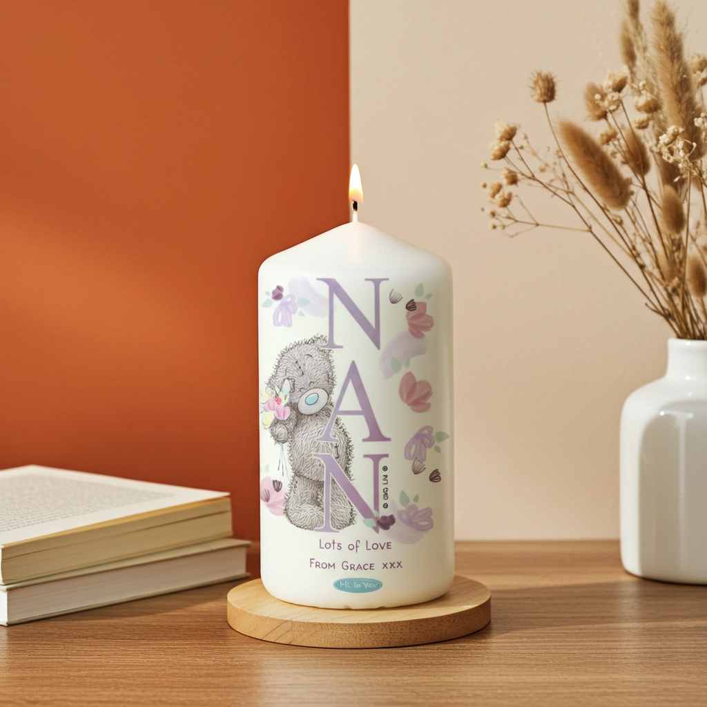 Me to You ‘NAN’ Personalised Pillar Candle |  A Heartfelt Gift For Nan - Artfully Curated Creations and identify whats in the image
