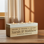 Personalised Wooden Triple Tealight Holder | A Heartfelt Keepsake for Any Home