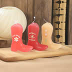 Howdy Cowboy Set of 3 Cowboy Boot Candles Pink Western Decor Unscented Paraffin Wax Novelty Candles with Fun Sayings, Drip-Style