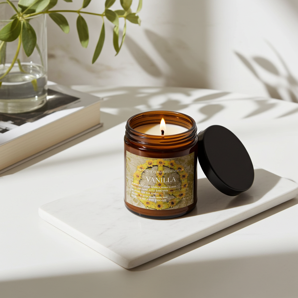Art Candle Original Clay Artwork Scented Soy Wax in Amber Jar, Handmade Gift, Wedding Favor, Unique Home Décor Candle, Luxury Party Bag Gift - Artfully Curated Creations and identify whats in the image