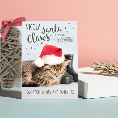 Personalised Rachael Hale “Santa Claws” Christmas Cat Card | The Purrfect Festive Surprise