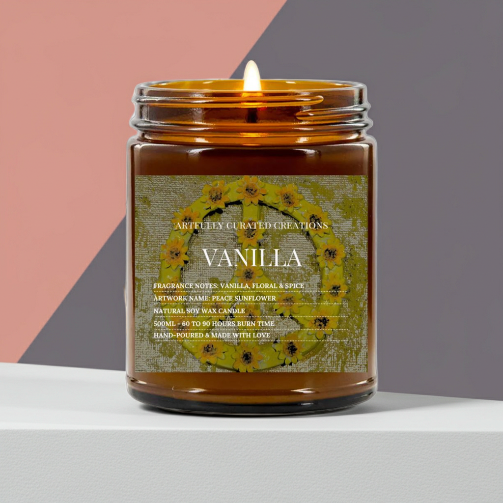 Art Candle Original Clay Artwork Scented Soy Wax in Amber Jar, Handmade Gift, Wedding Favor, Unique Home Décor Candle, Luxury Party Bag Gift - Artfully Curated Creations and identify whats in the image