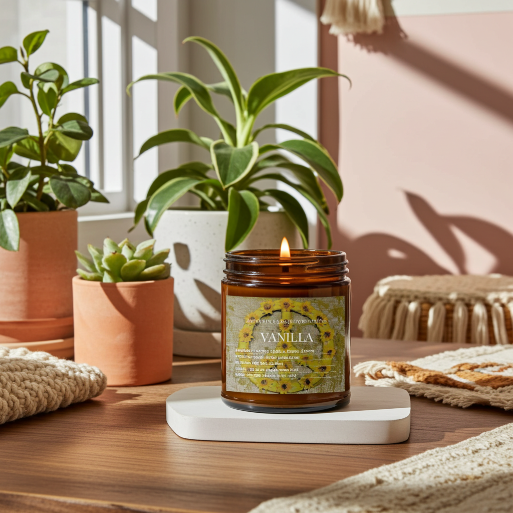 Art Candle Original Clay Artwork Scented Soy Wax in Amber Jar, Handmade Gift, Wedding Favor, Unique Home Décor Candle, Luxury Party Bag Gift